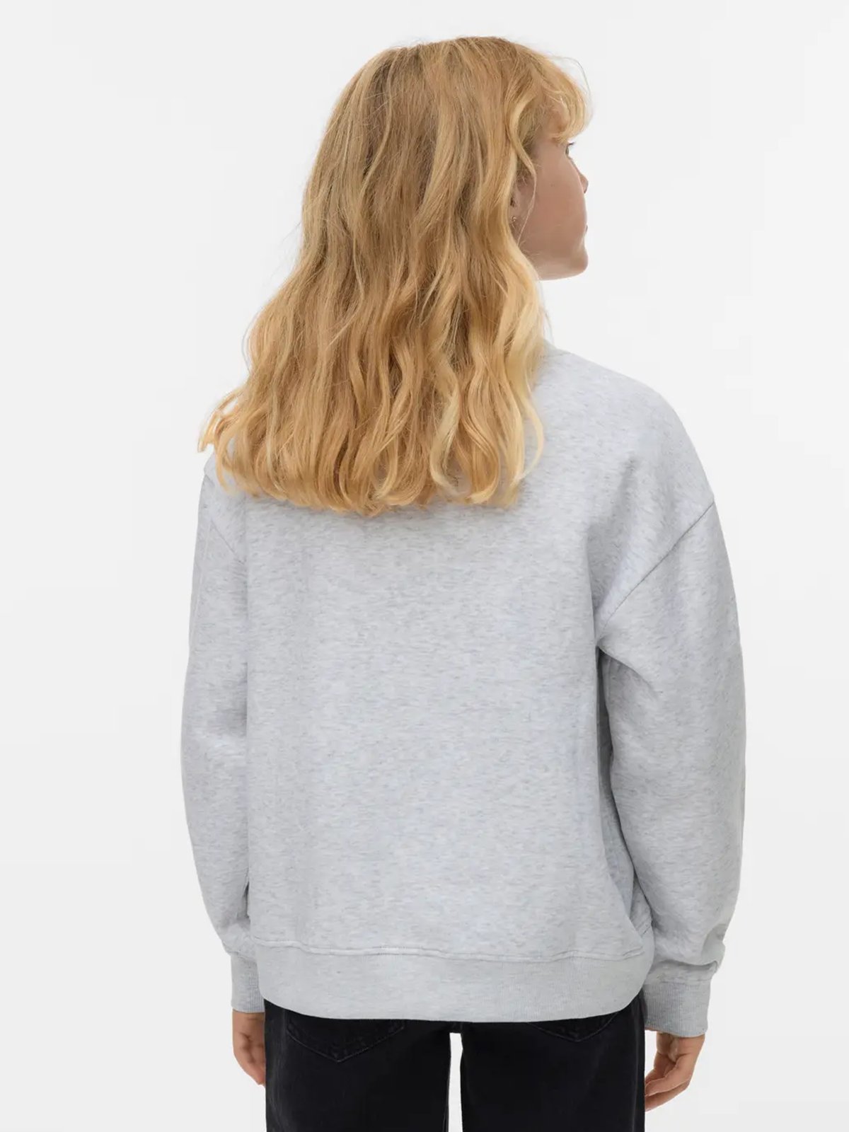 Vero Moda Girl Tina Trina Long Sleeve Sweat Box Junior Light Grey Melange LOVE