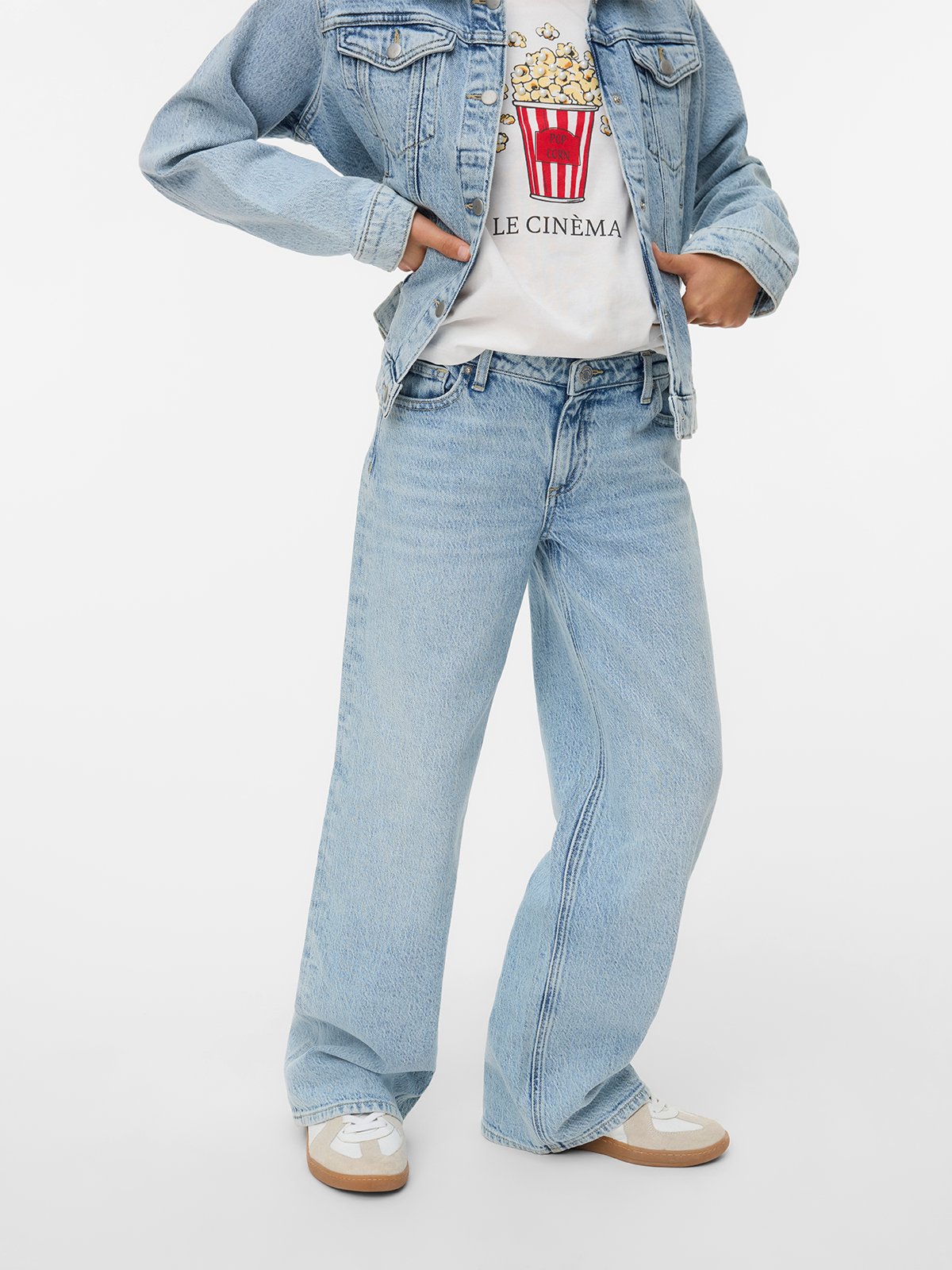 Vero Moda Girl Vanessa Low Ride Wide Jeans Ra339 Light Blue Denim