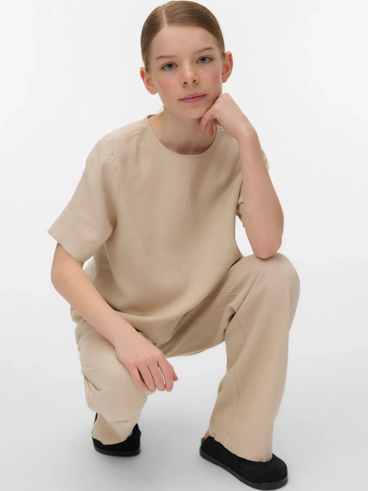 Vero Moda Girl Mymilo Short Sleeve O-Neck Top Woven Silver Lining