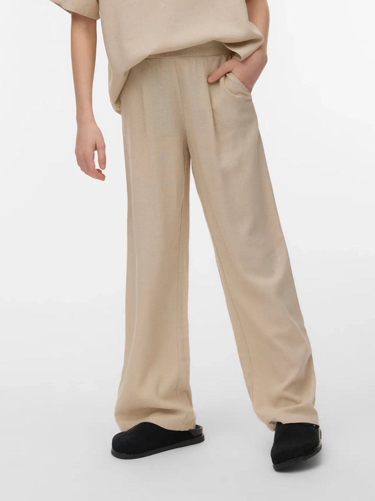 Vero Moda Girl Mymilo Wide Pant Wvn Silver Lining