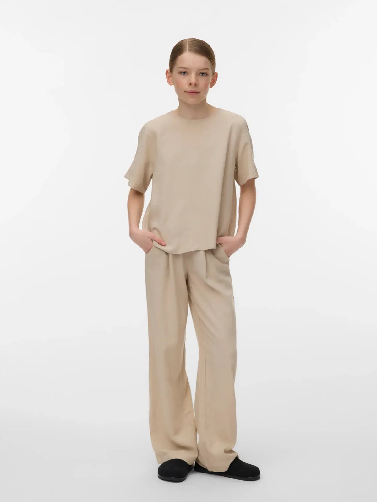 Vero Moda Girl Mymilo Wide Pant Wvn Silver Lining