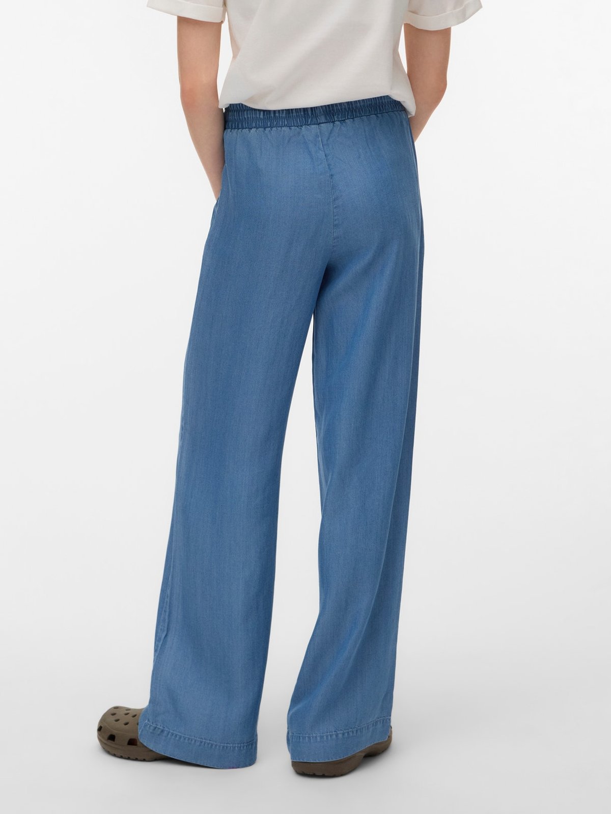 Vero Moda Girl Bree High Waist Long Loose Tencel Pants Medium Blue Denim