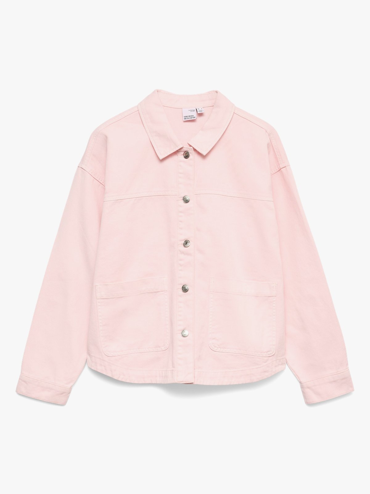 Vero Moda Girl Jamie Long Sleeve Denim Shacket Mix Parfait Pink