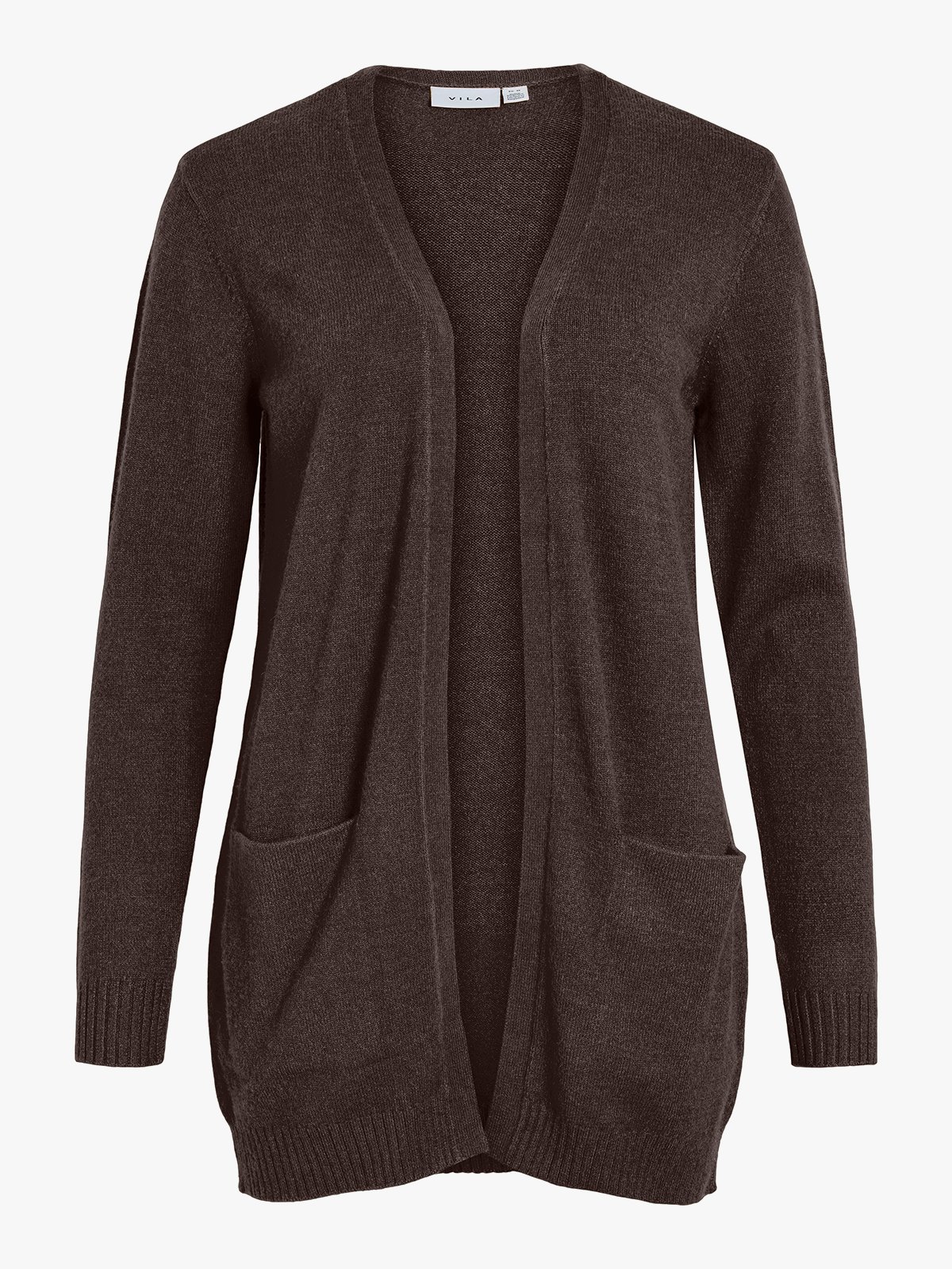 Vila Viril Open Long Sleeve Knit Cardigan Coffee Bean