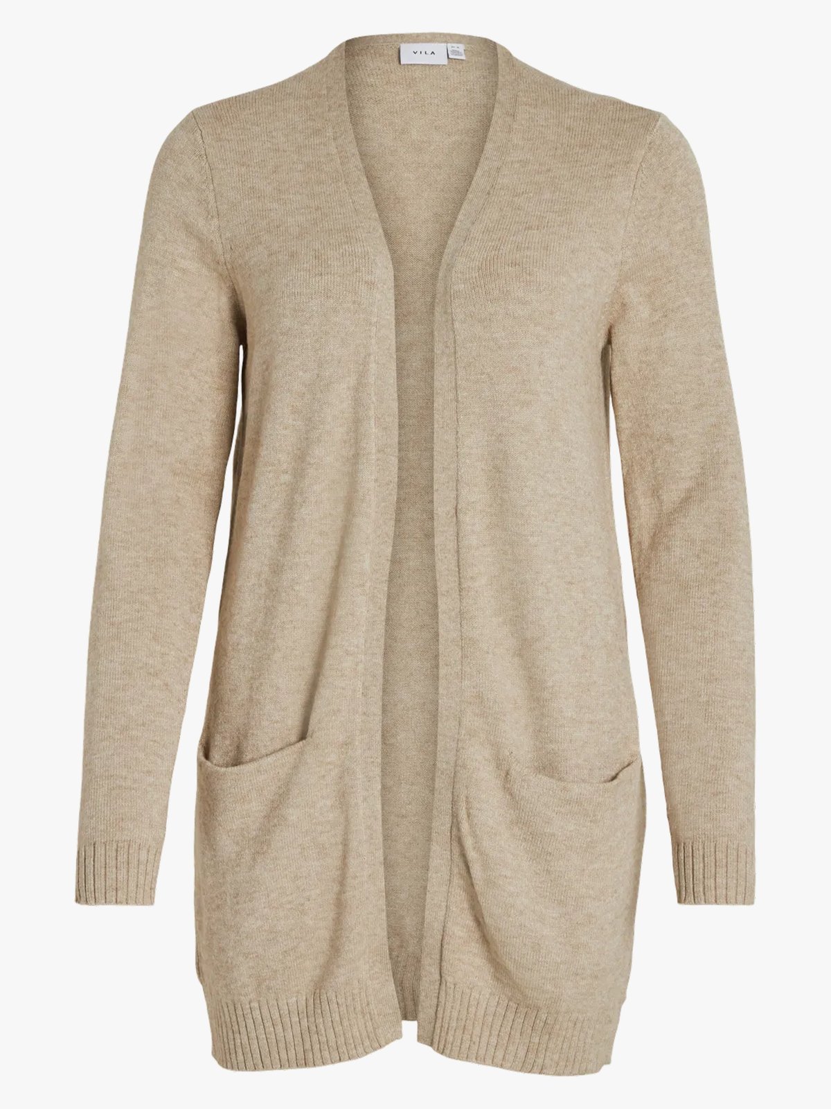 Vila Viril Open Long Sleeve Knit Cardigan Natural Melange