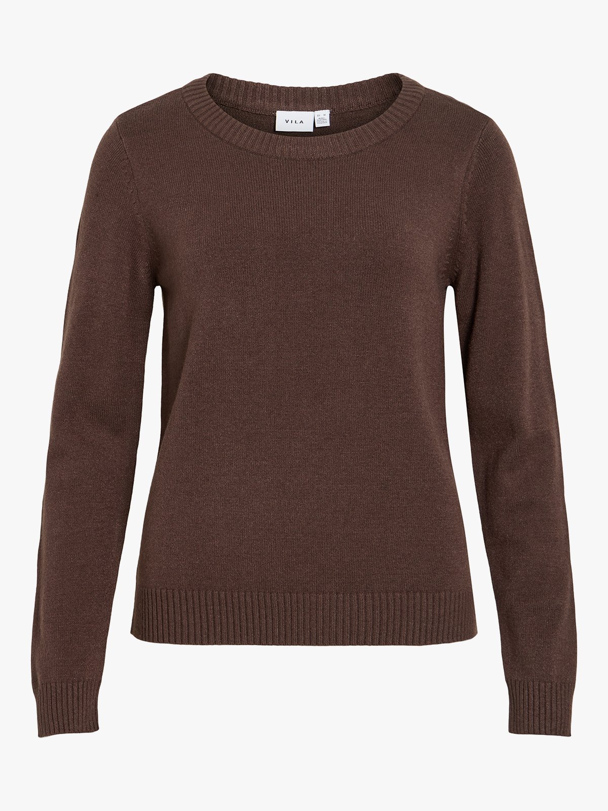 Vila Ril O-Neck Long Sleeve Knit Top Coffee Bean