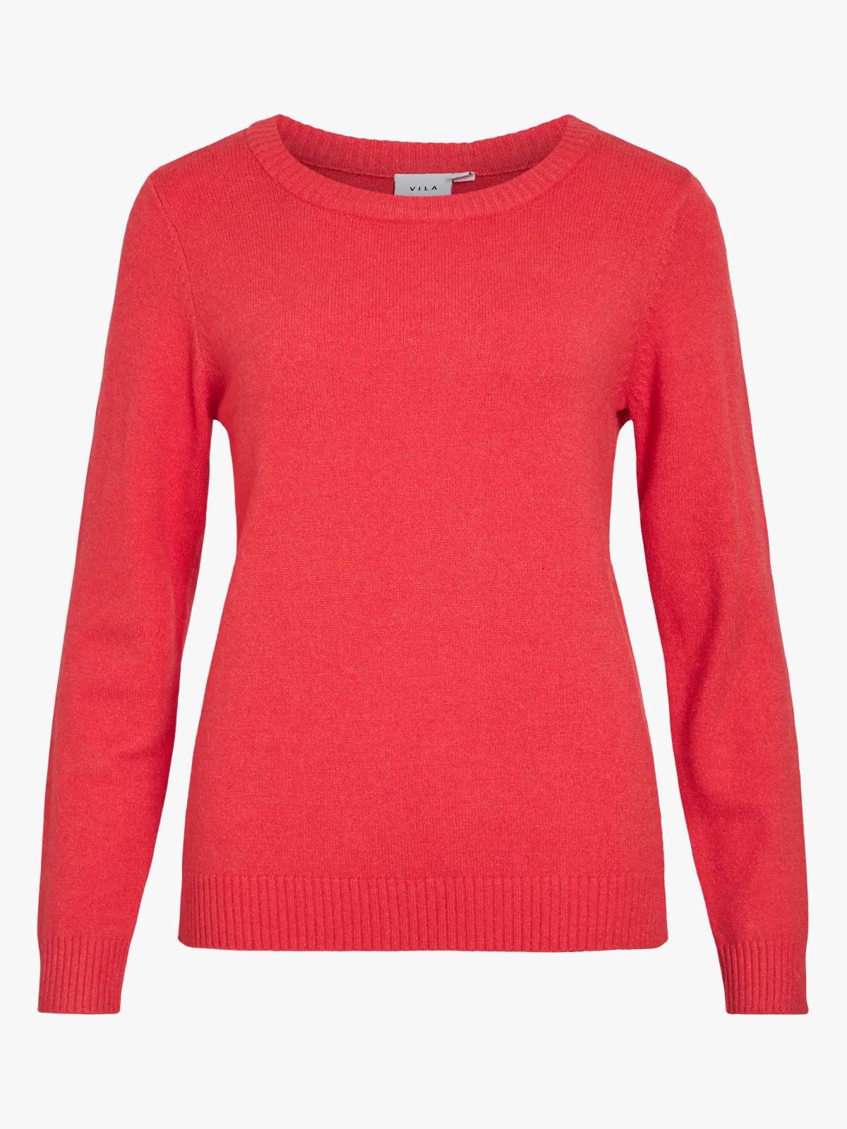 Vila Ril O-Neck Long Sleeve Knit Top Hibiscus Dark Melange