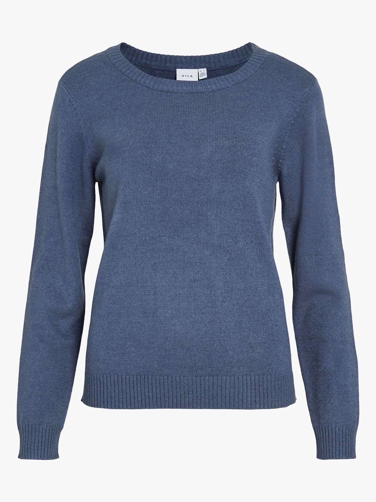 Vila Ril O-Neck Long Sleeve Knit Top Vintage Indigo Dark Melange