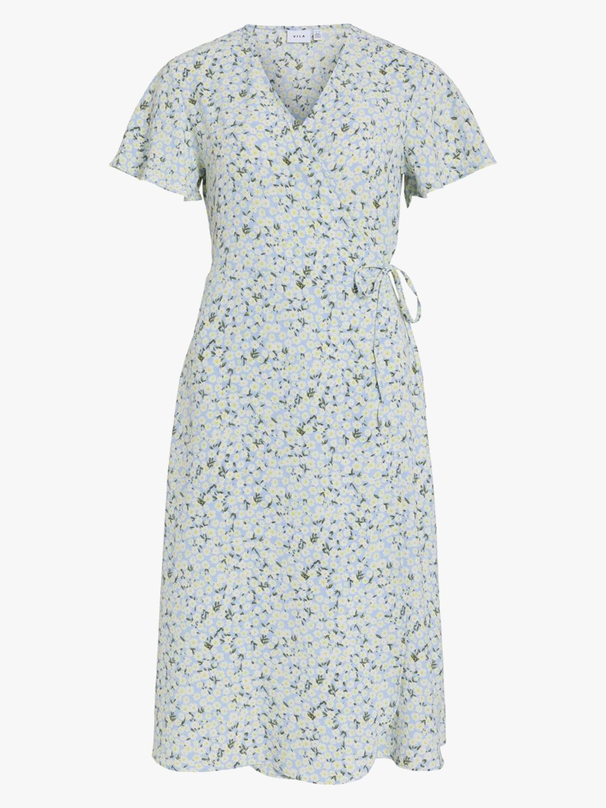 Vila Lovie Short Sleeve Wrap Midi Dress Kentucky Blue