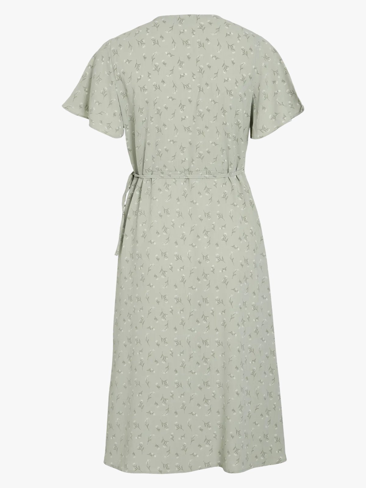 Vila Lovie Short Sleeve Wrap Midi Dress Desert Sage FLOWER