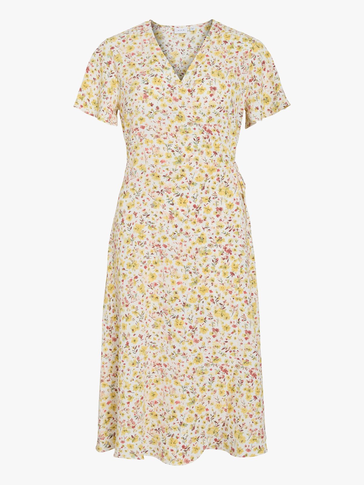 Vila Lovie Short Sleeve Wrap Midi Dress Yarrow Fel