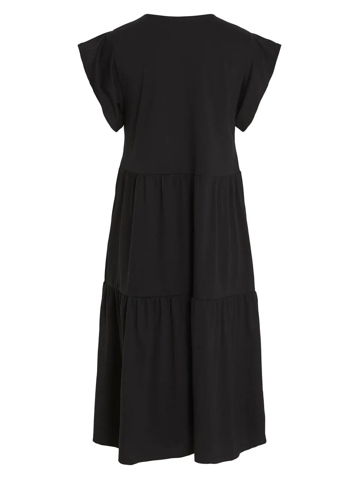 Vila Summer Short Sleeve Midi Dress Black