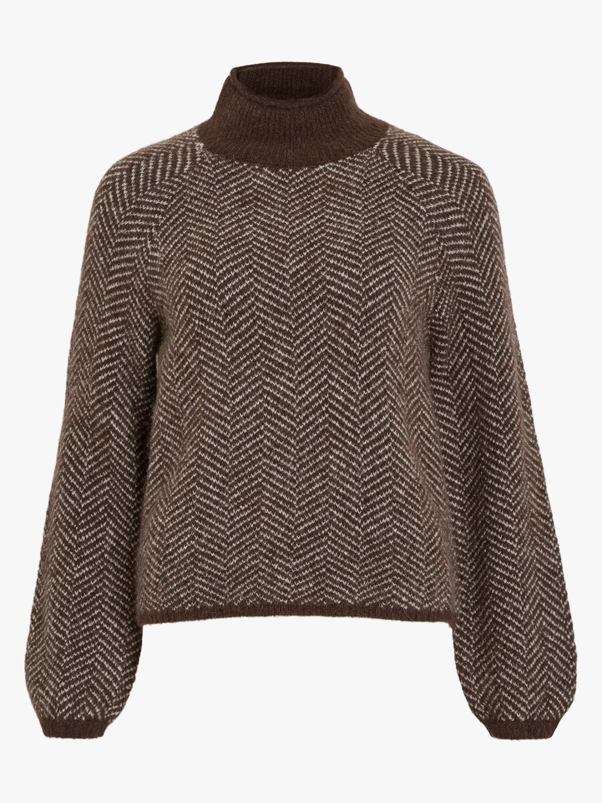 Vila Lory High Neck Long Sleeve Knit Top Coffee Bean EGGNOG MELANGE