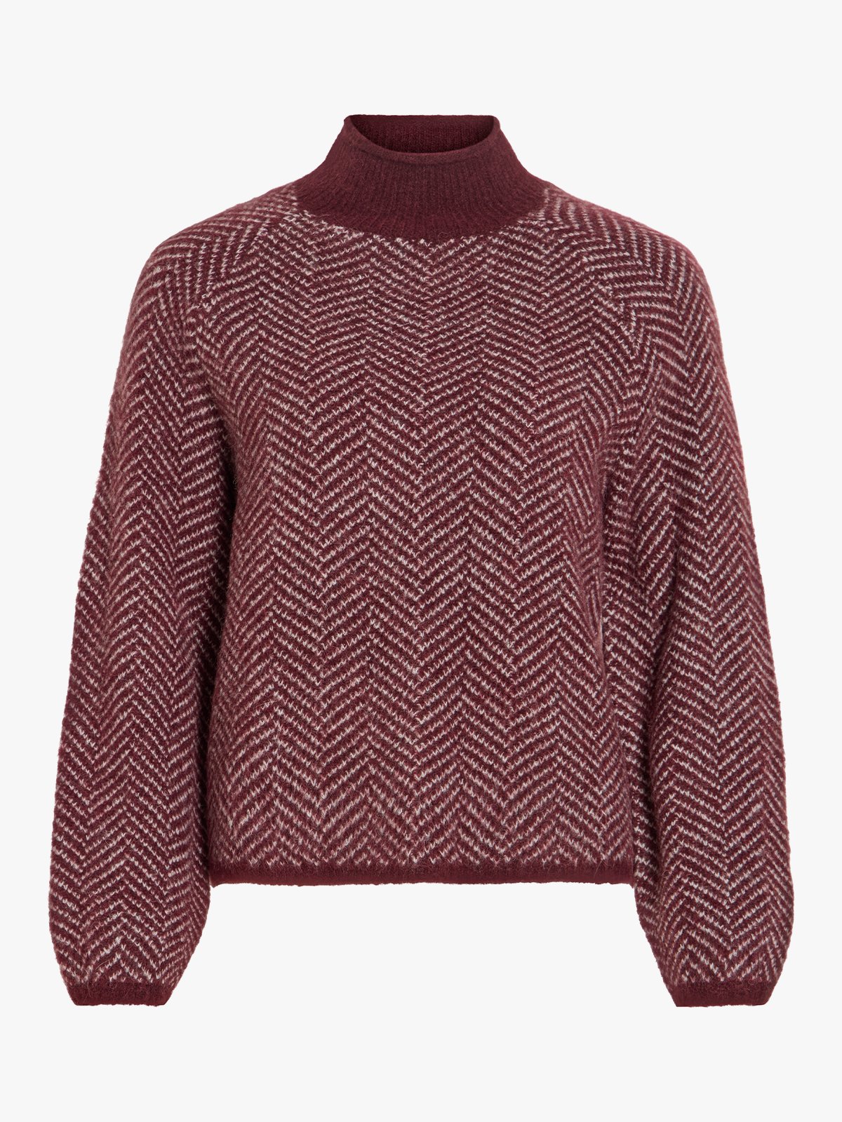 Vila Lory High Neck Long Sleeve Knit Top Port Royale / Eggnog Melange