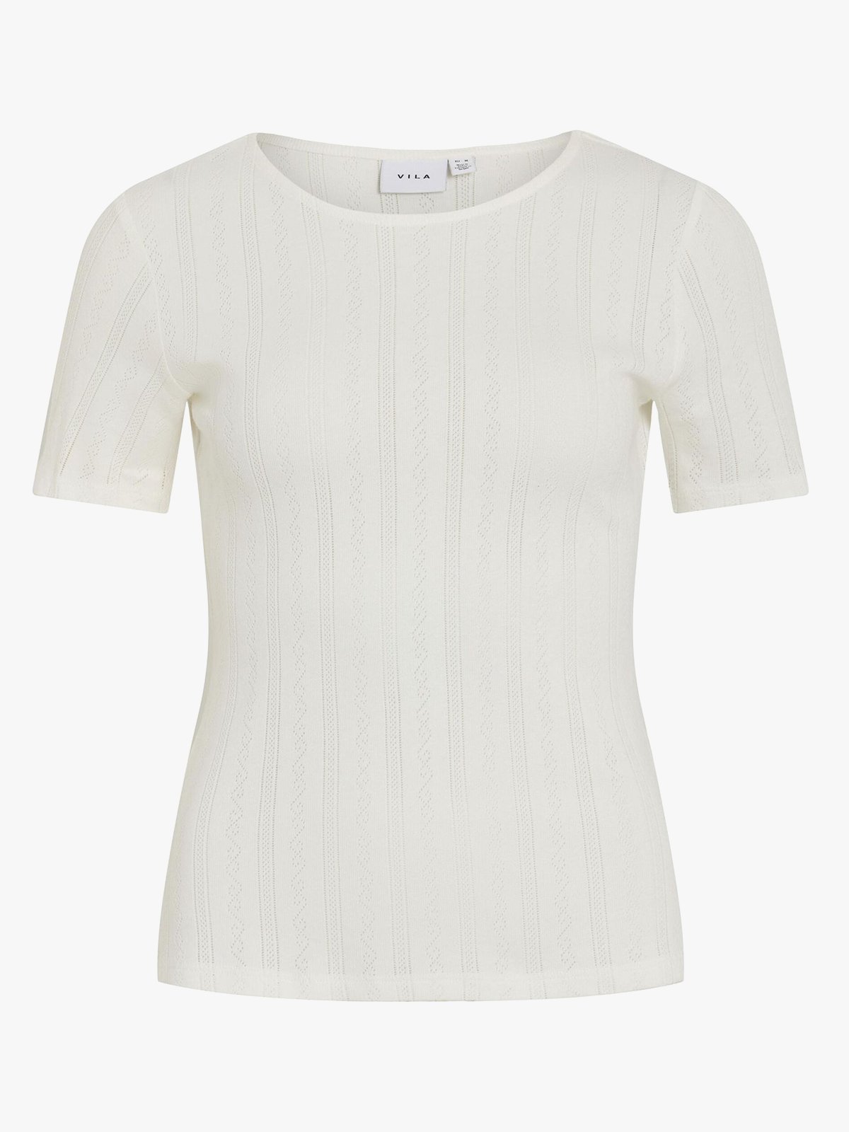 Vila Kassie Short Sleeve Pointelle Top Snow White