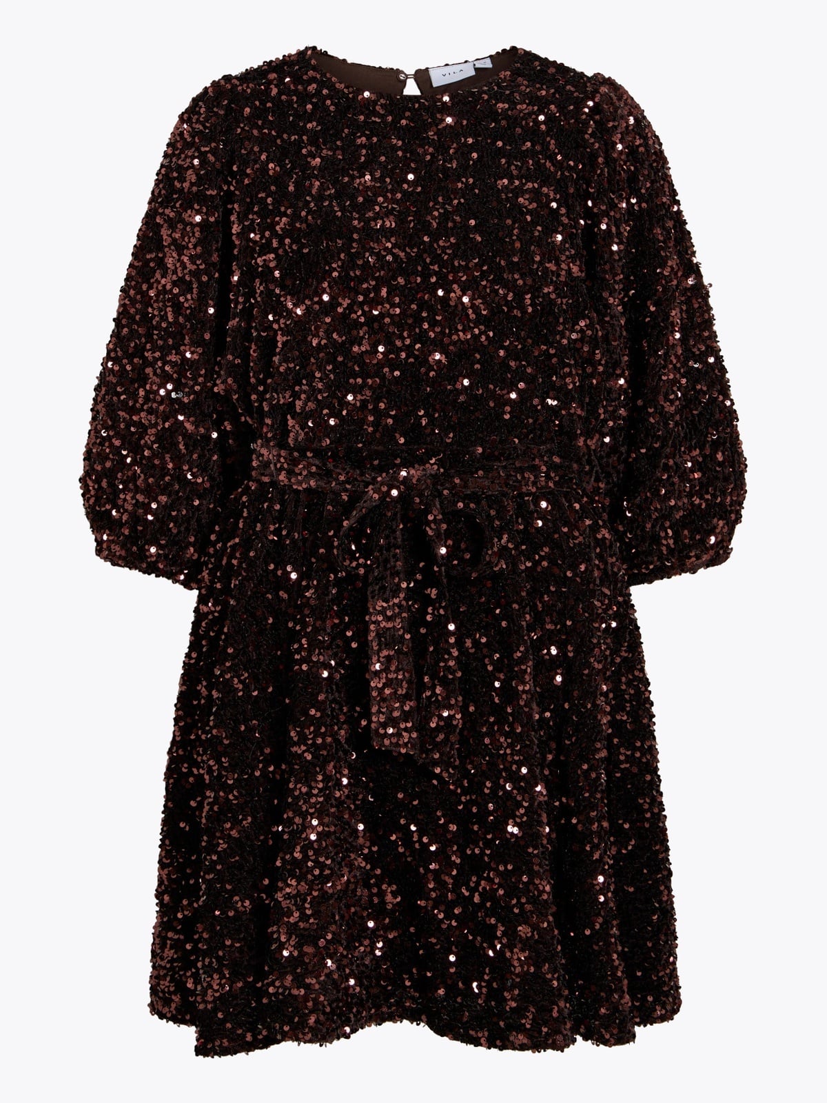 Vila Faith O-Neck 3/4 Short Dress Coffee Bean