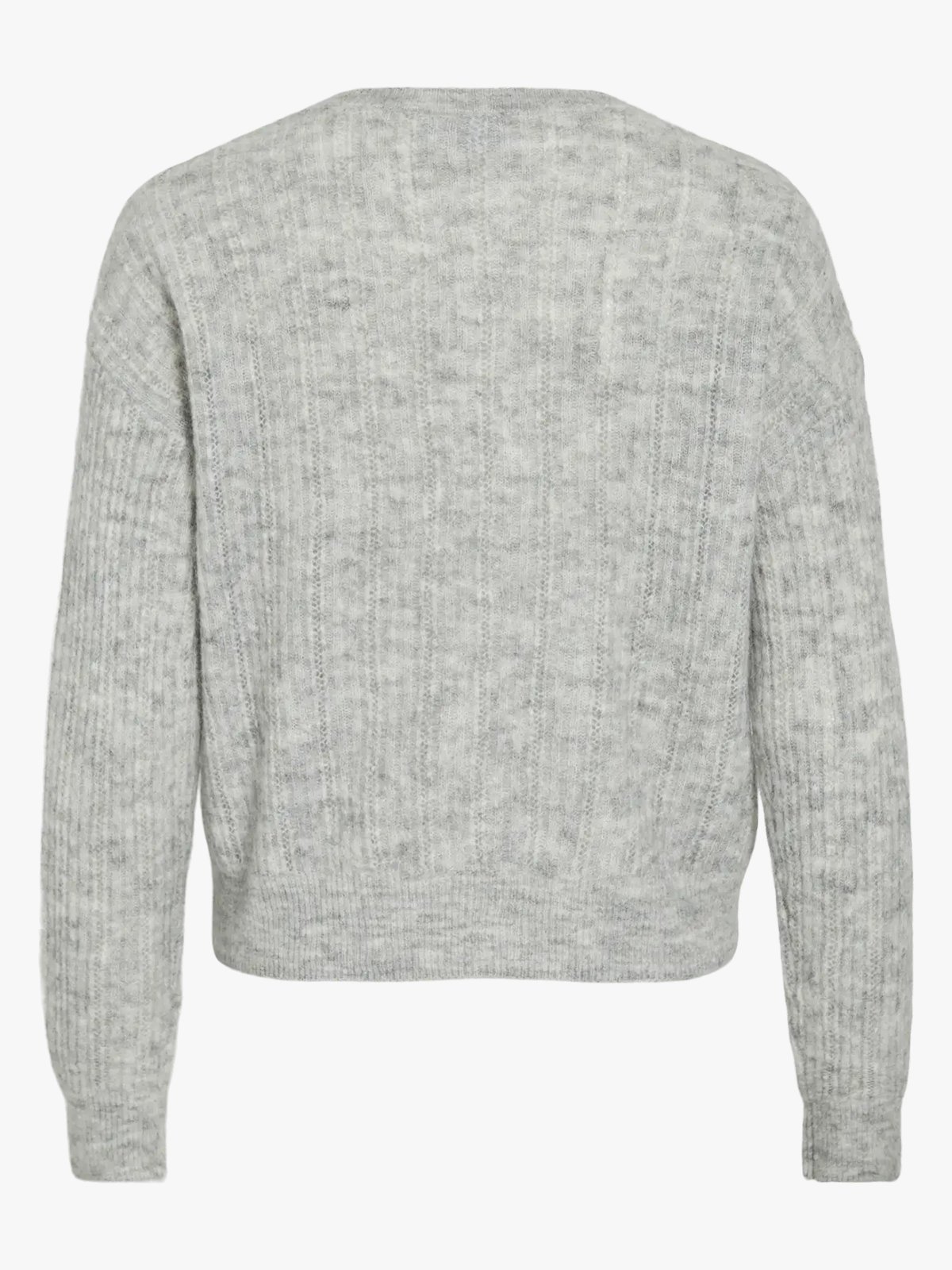 Vila Pretty O-Neck Pointelle Cardigan Light Grey Melange