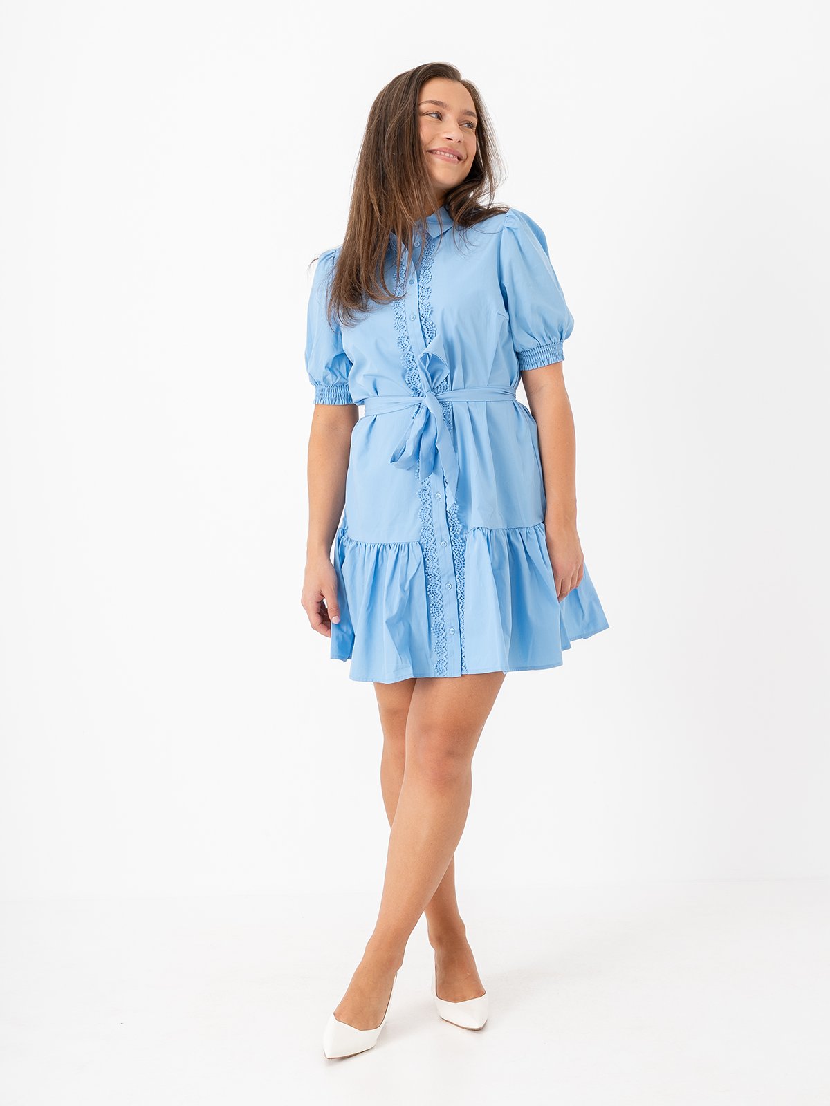 Vila Corly 2/4 Short Shirt Dress Blissful Blue
