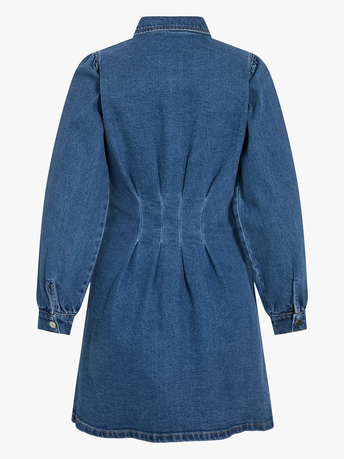 Vila Sol Long Sleeve Pleat Denim Dress Medium Blue Denim
