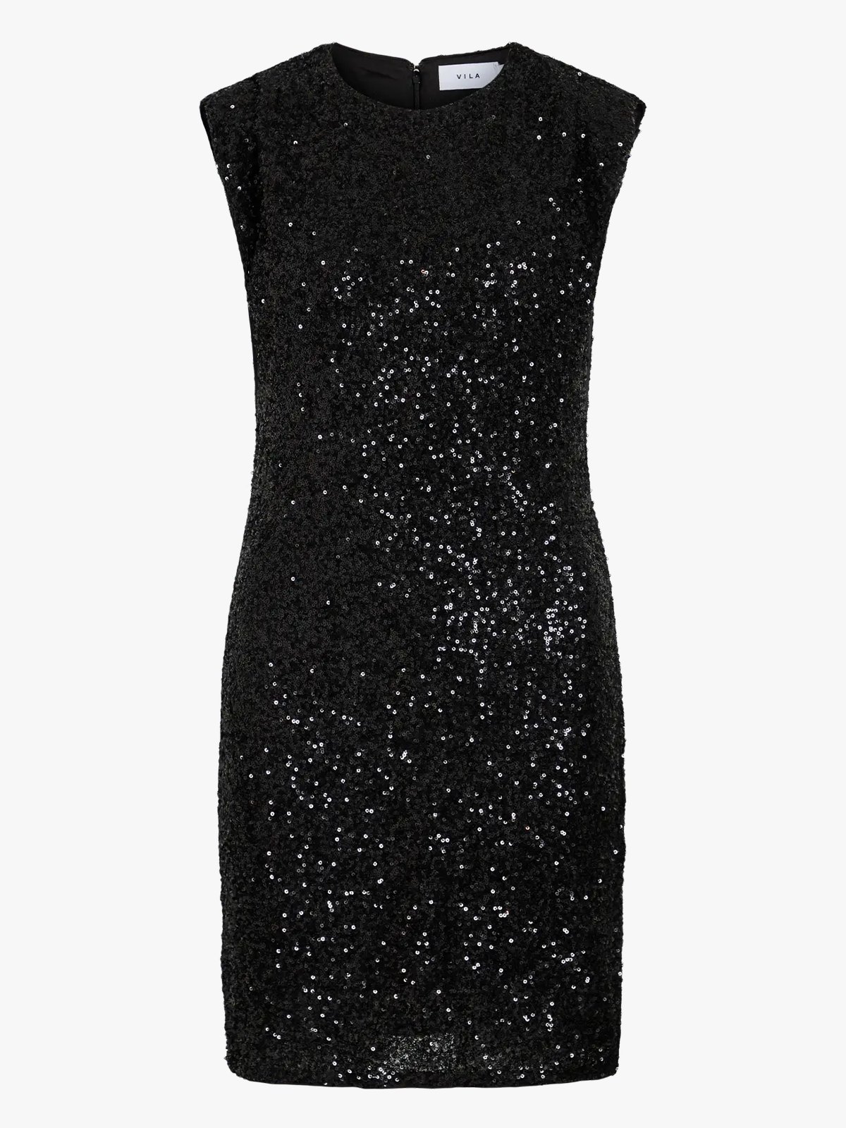 Vila Kaiya Sleeveless O-Neck Short Sequin Dress Black Beauty