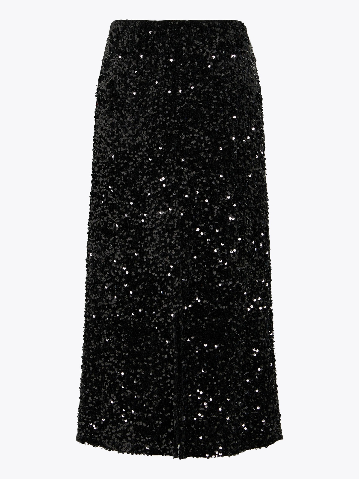 Vila Faith High Waist Midi Sequin Skirt Black Beauty