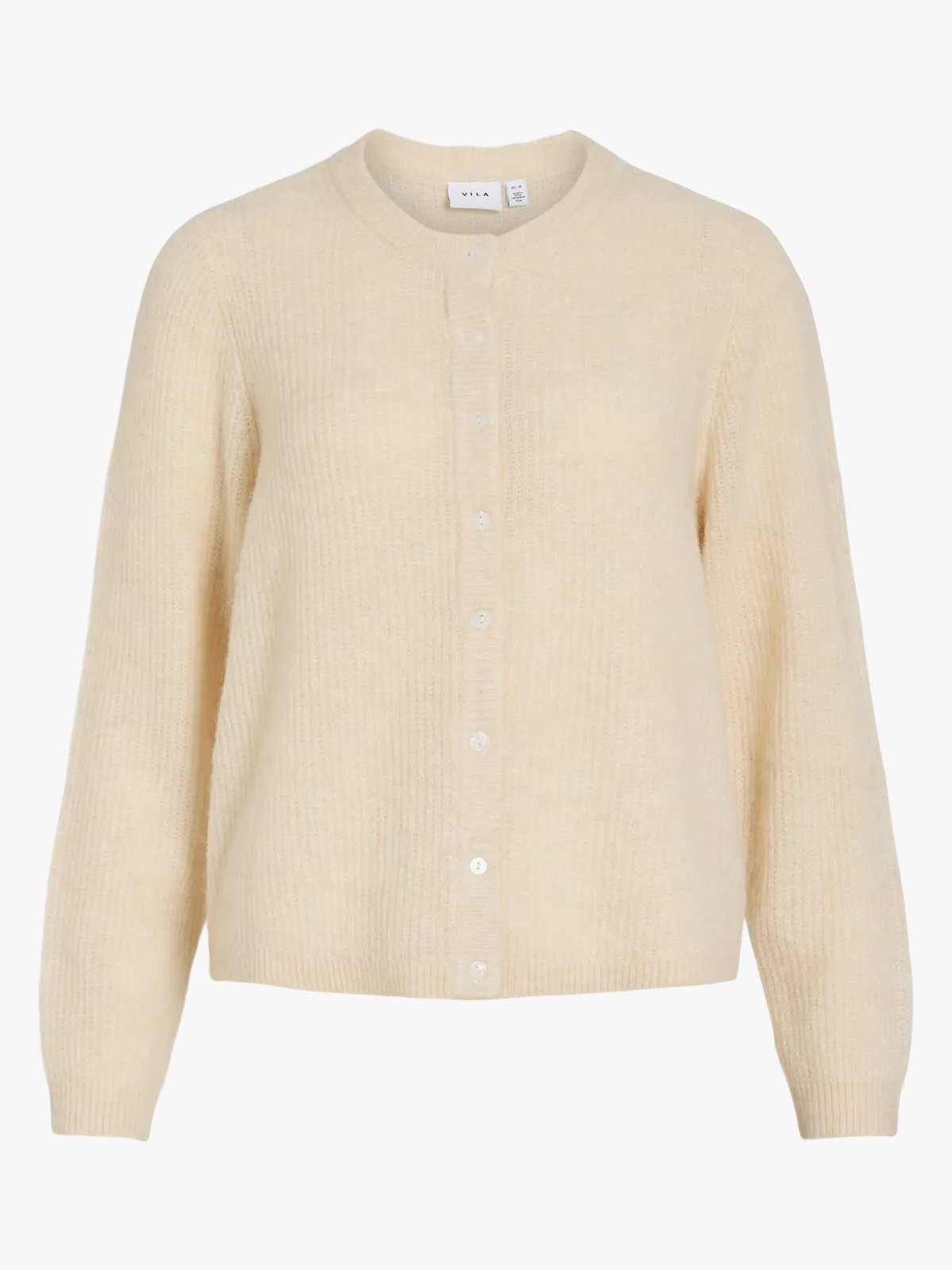 Vila Lory O-Neck Long Sleeve Knit Cardigan Sandshell Melange