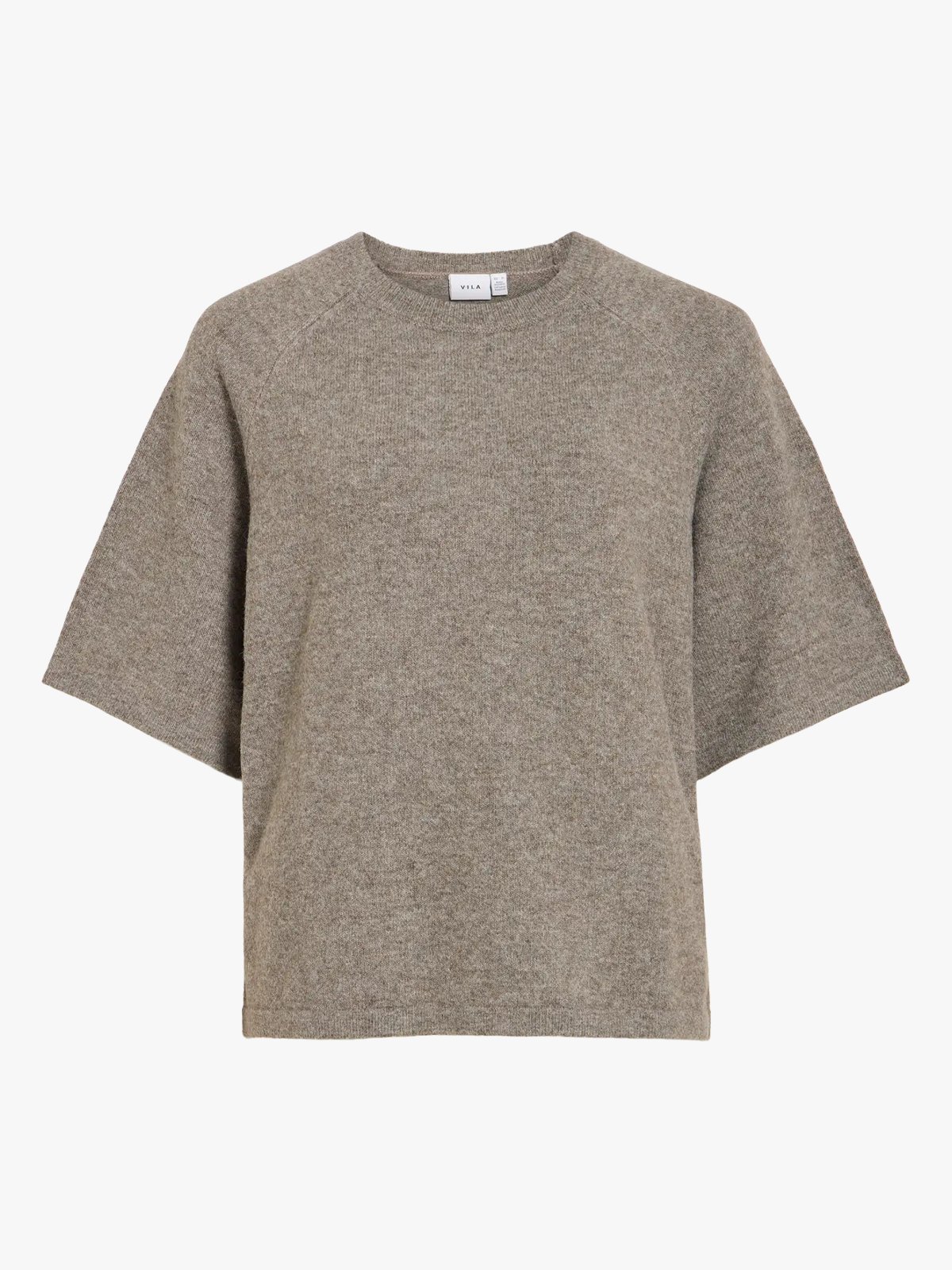 Vila Liga 2/4 O-Neck Knit Top Falcon Melange