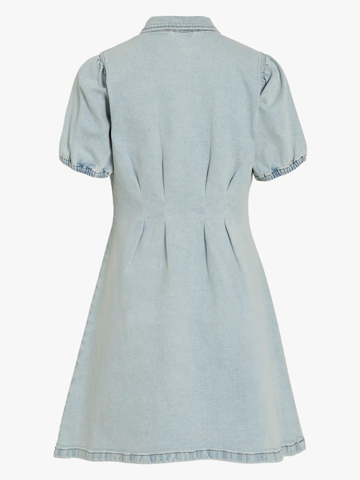 Vila Sol Long Sleeve Pleat Denim Dress Light Blue Denim