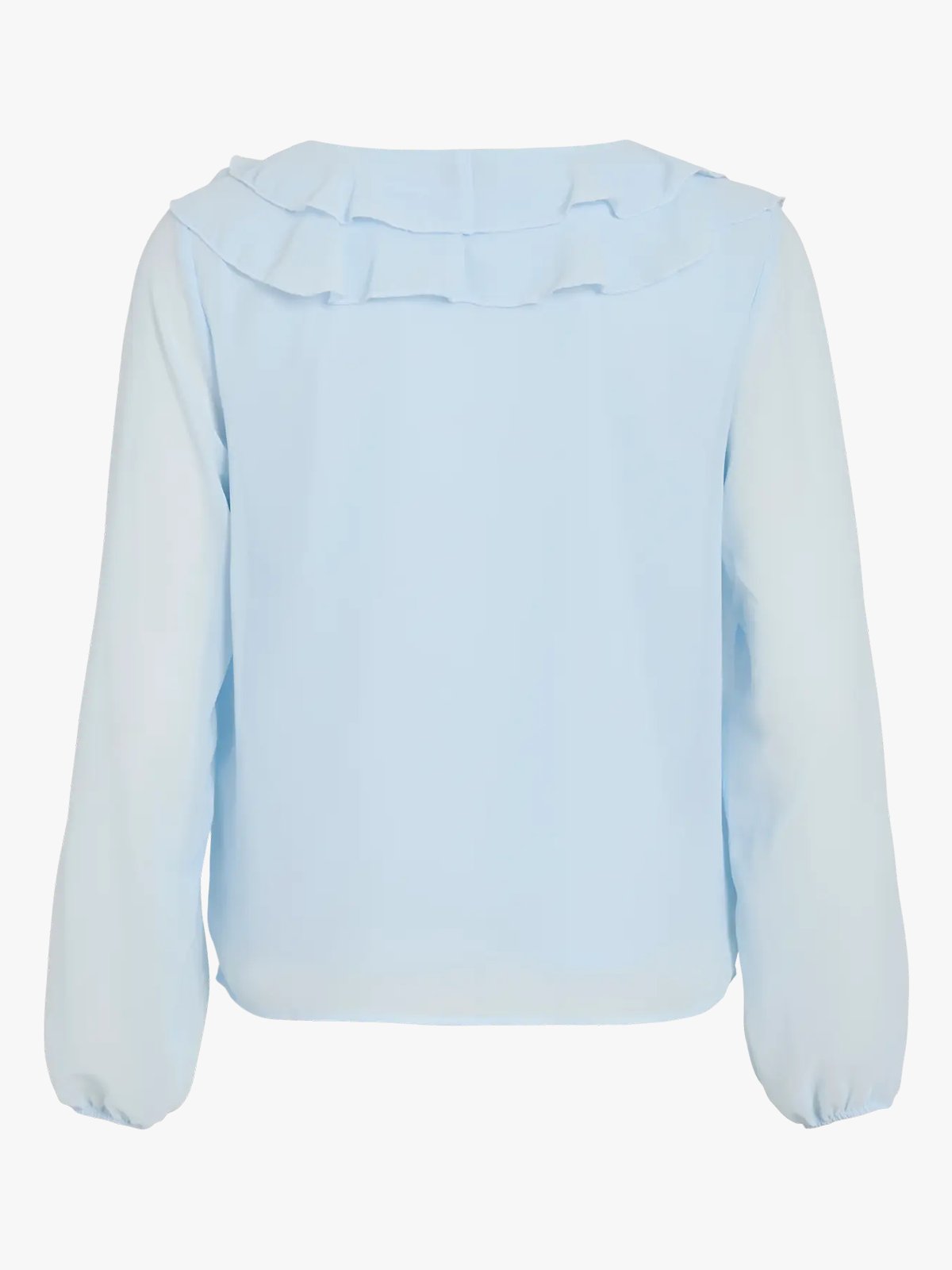 Vila Ane Long Sleeve V-Neck Frill Top Nantucket Breeze
