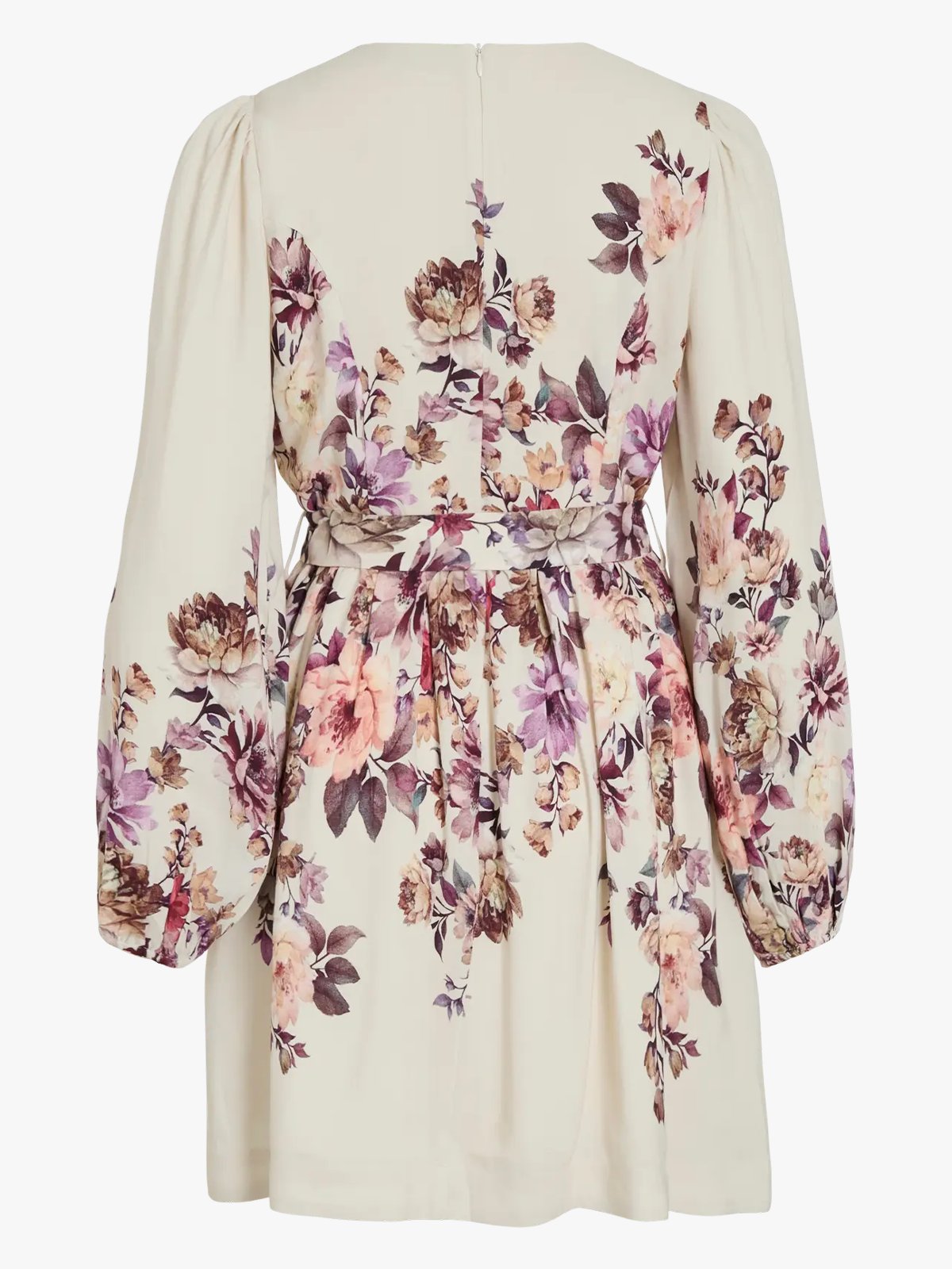 Vila Sofila Pla O-Neck Long Sleeve Short Dress Snow White