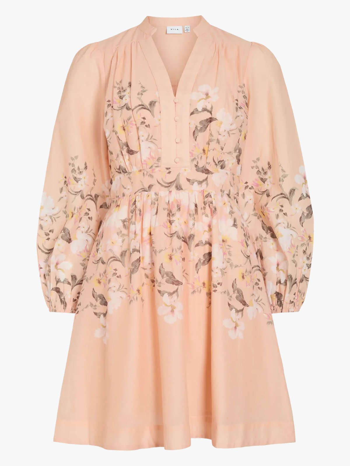 Vila Zanila Gil Long Sleeve Short Shirt Dress Peach Parfait
