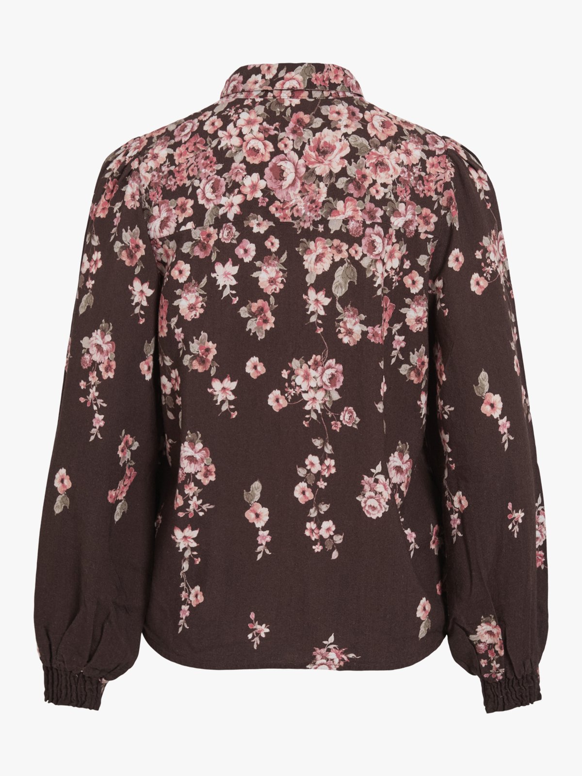 Vila Elma Bai Long Sleeve Shirt Coffee Bean Flowers