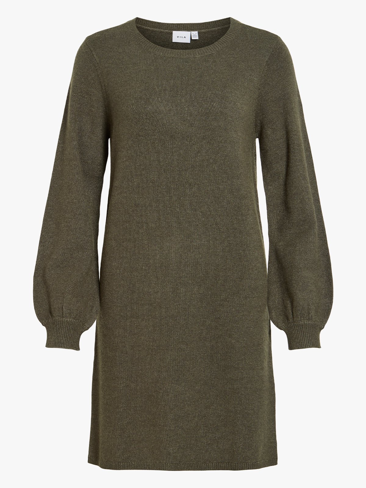 Vila Ril Volume Sleeve Knit Dress Forest Night Dark Melange