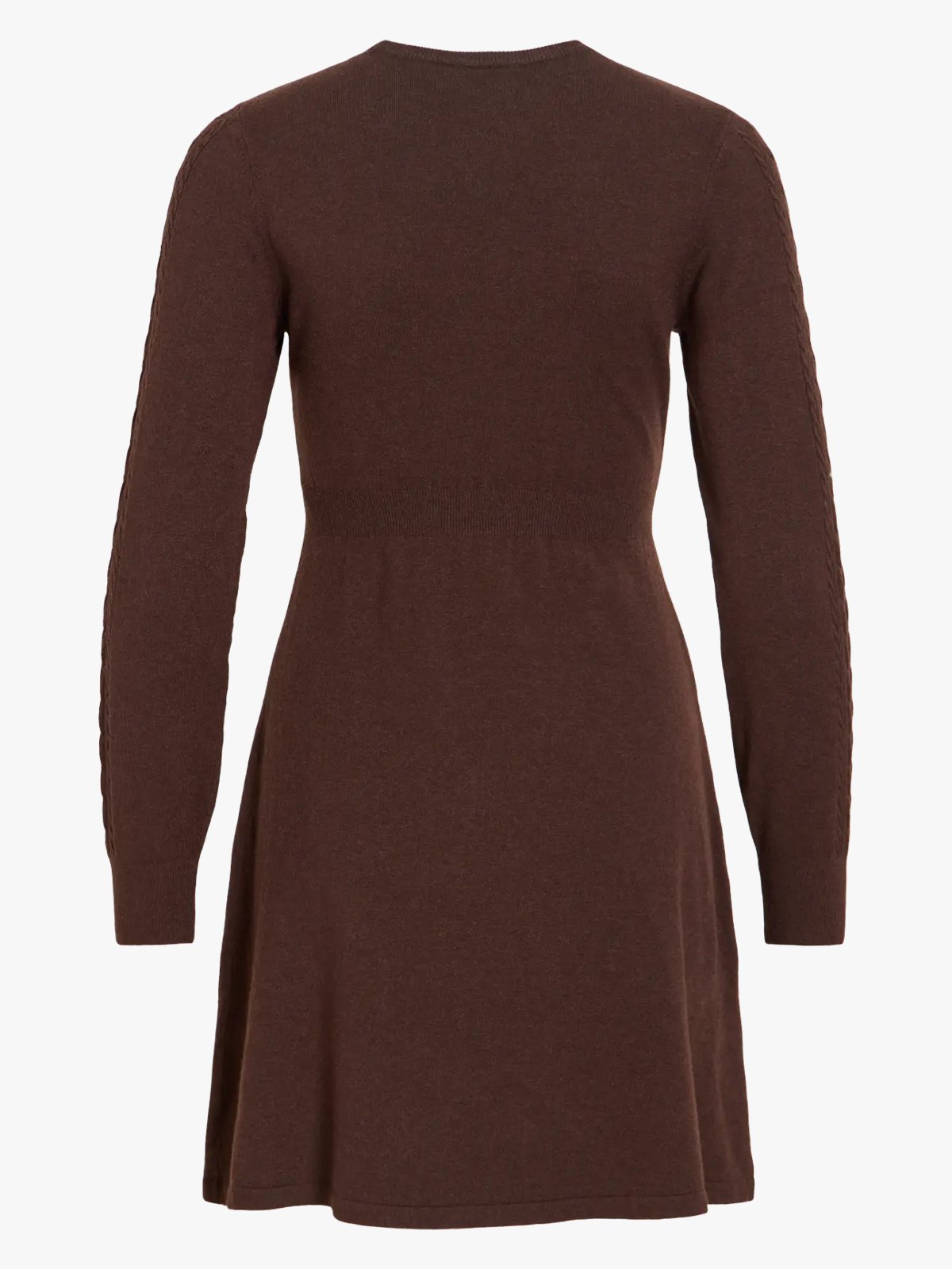 Vila Kerry O-Neck Long Sleeve Cable Knit Dress Coffee Bean