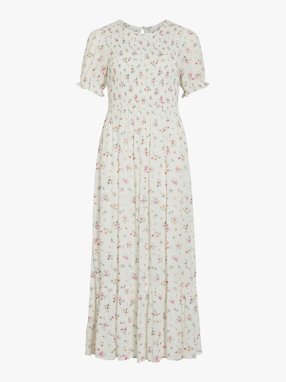Vila Nora Greis Short Sleeve O-Neck Ankle Dress White