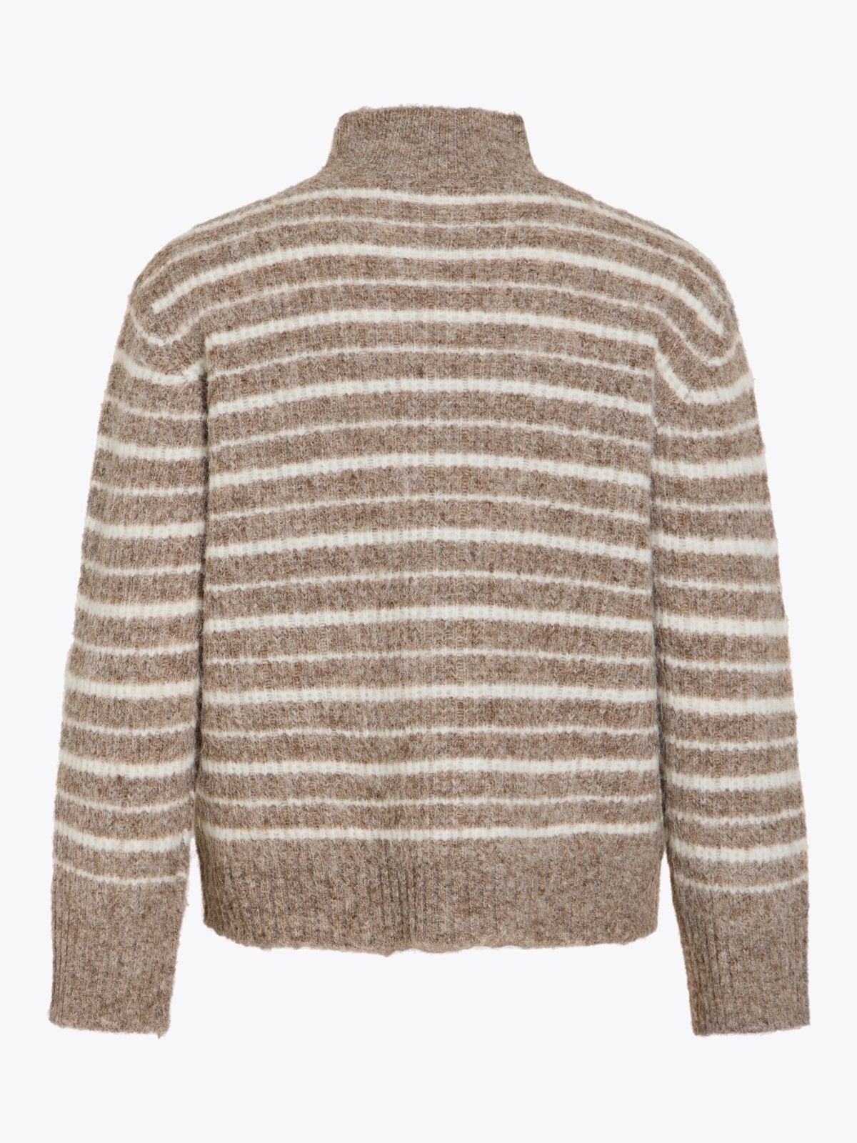 Vila Meja Highneck Long Sleeve Stripe Knit Top Natural Melange BIRCH