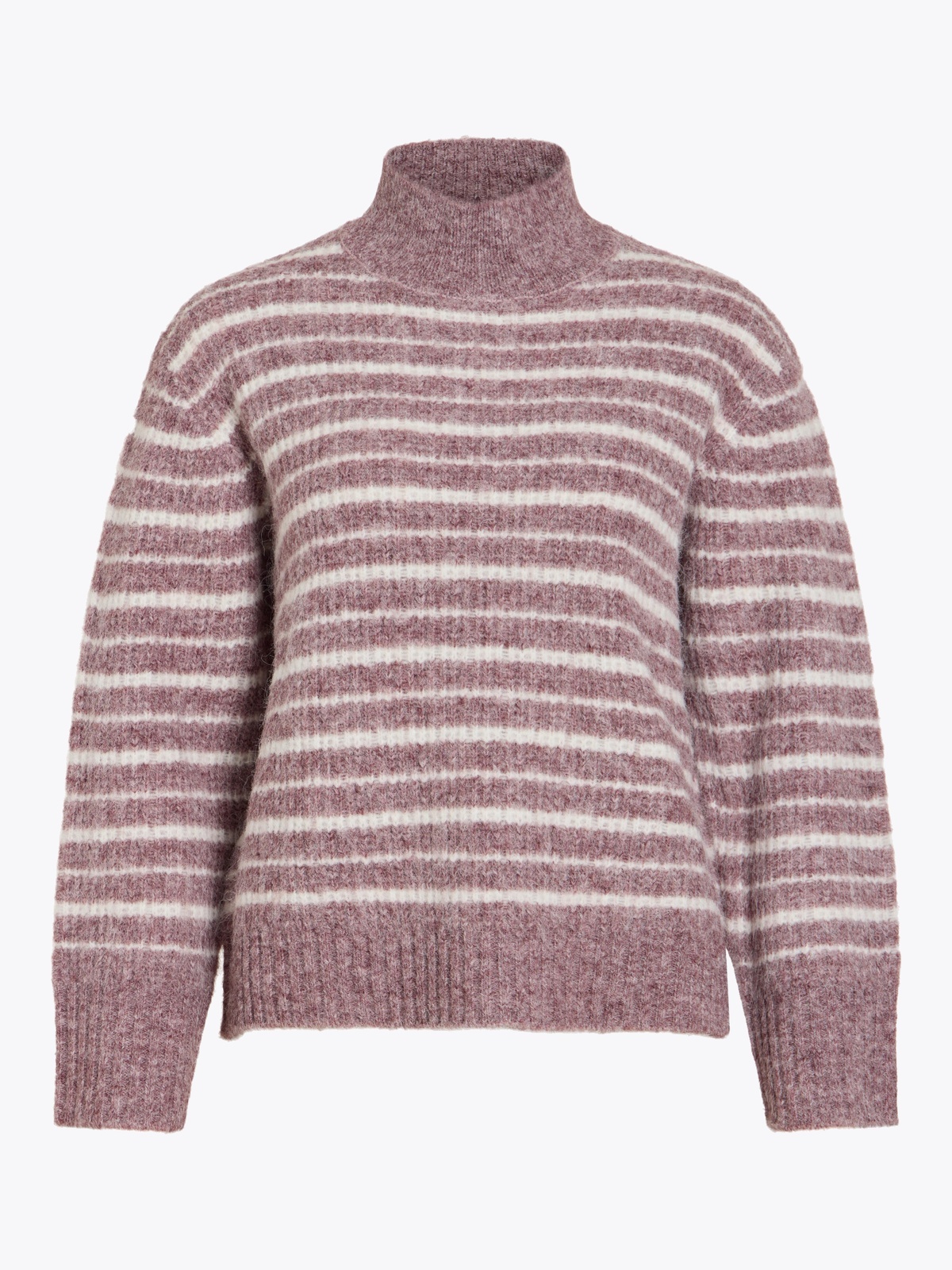 Vila Meja Highneck Long Sleeve Stripe Knit Top Nostalgia Rose BIRCH