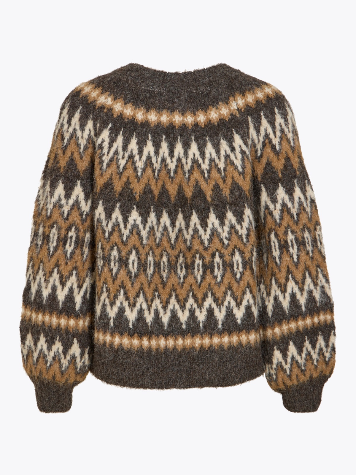Vila Bows O-Neck Long Sleeve Jaquard Knit Top Coffee Bean