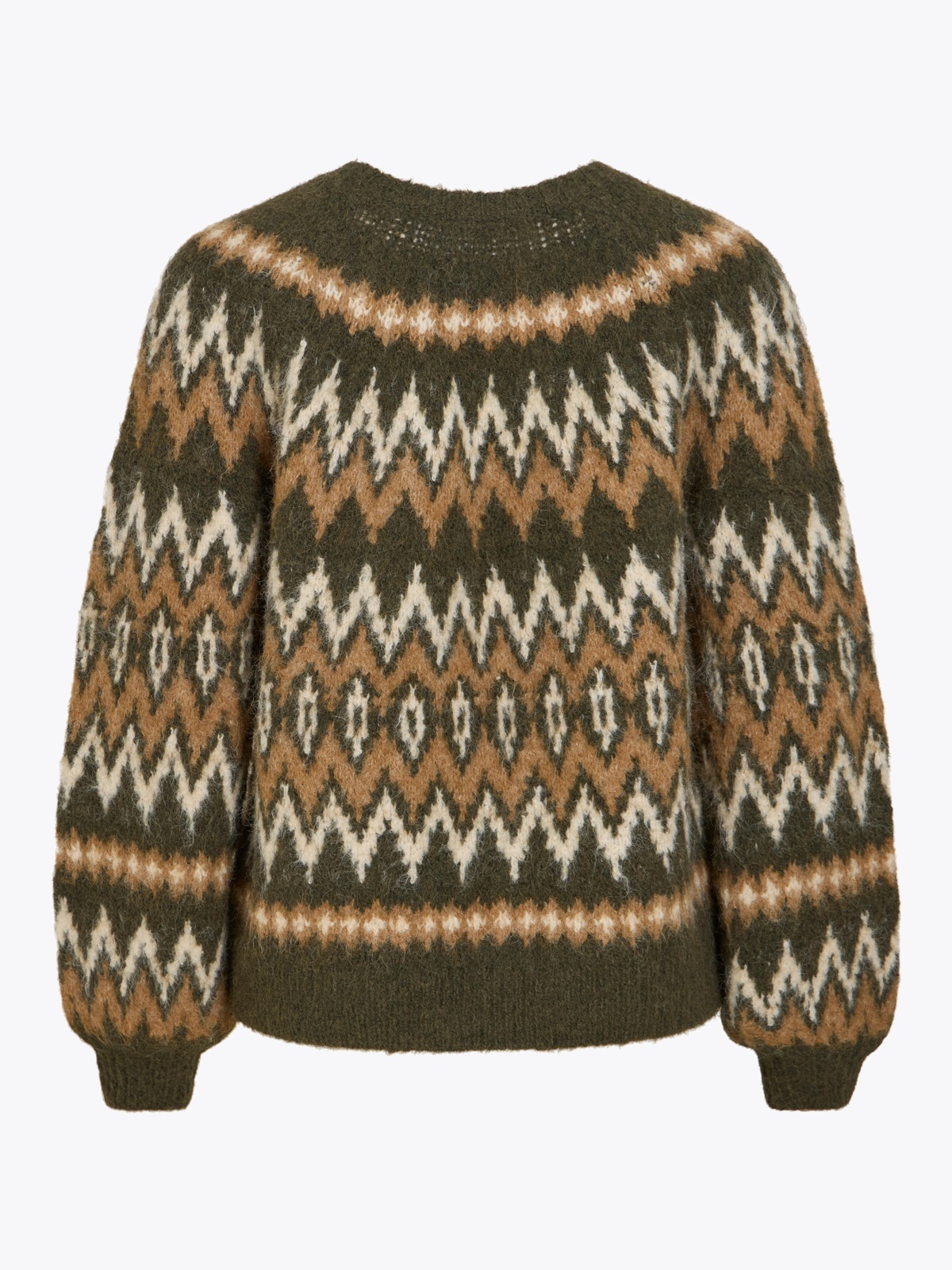 Vila Bows O-Neck Long Sleeve Jaquard Knit Top Forest Night