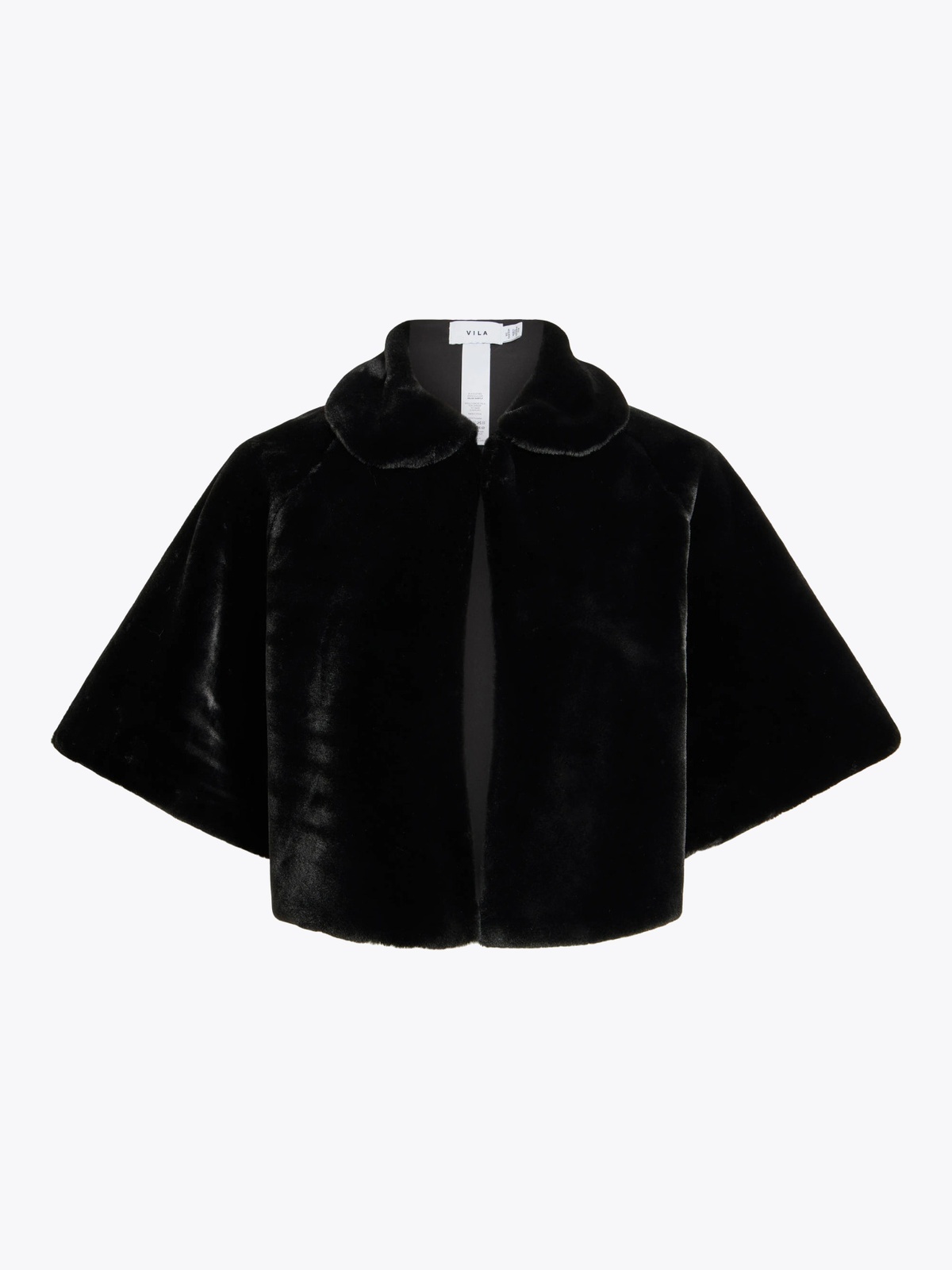 Vila Fully Short Faux Fur Cape Black Beauty