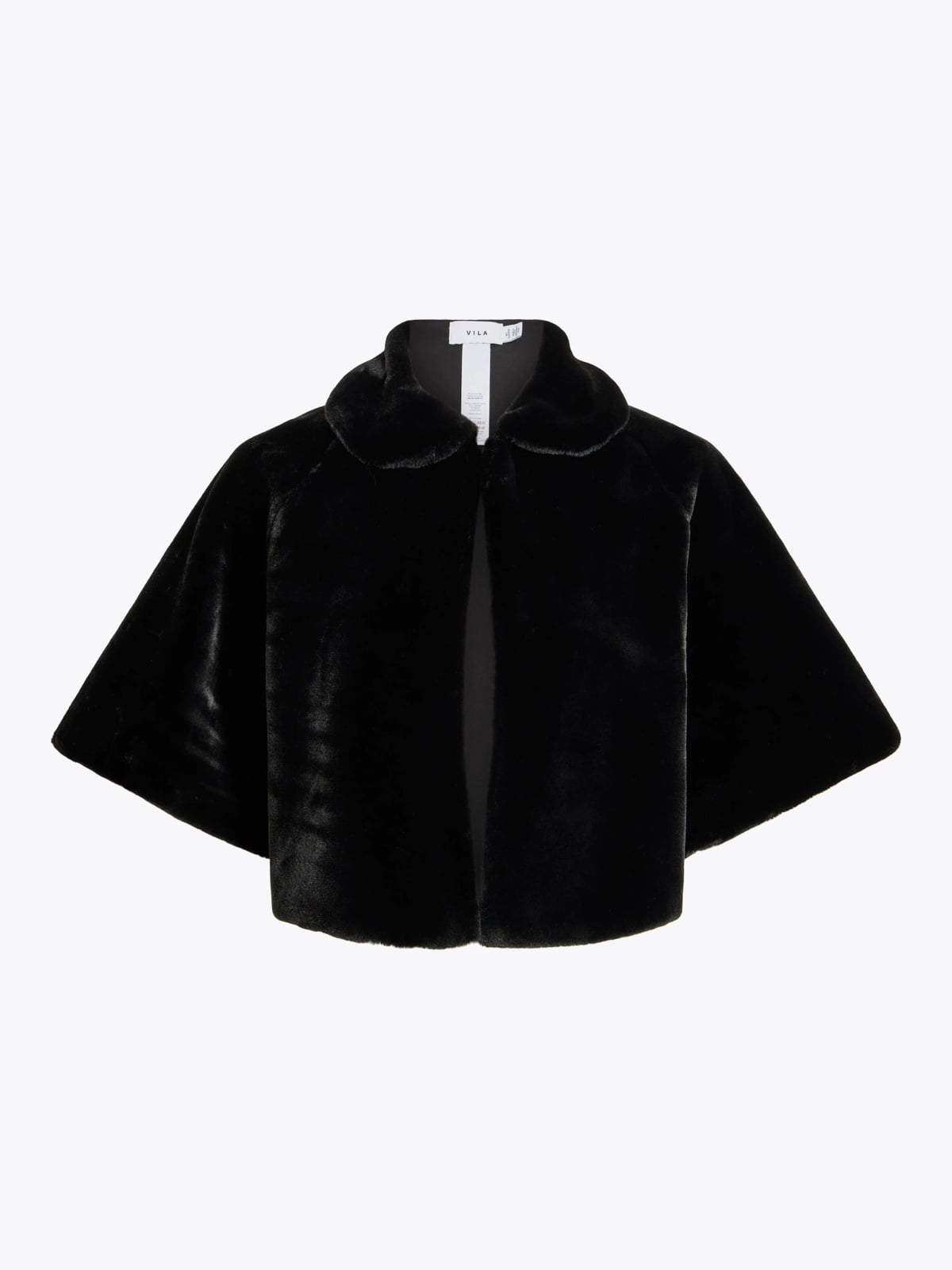 Vila Fully Short Faux Fur Cape Black Beauty