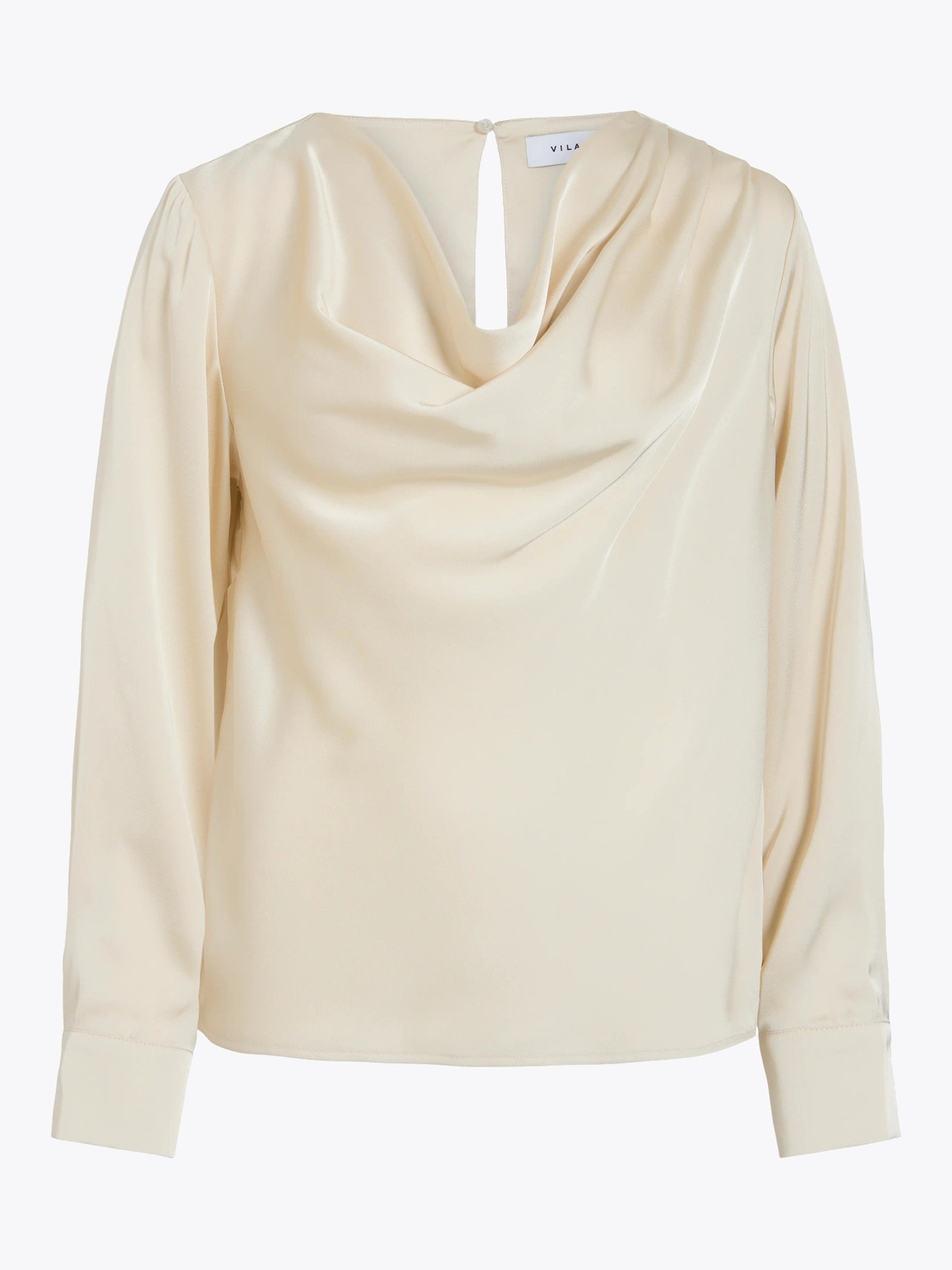 Vila Freja Waterfall Long Sleeve Top Birch Melange