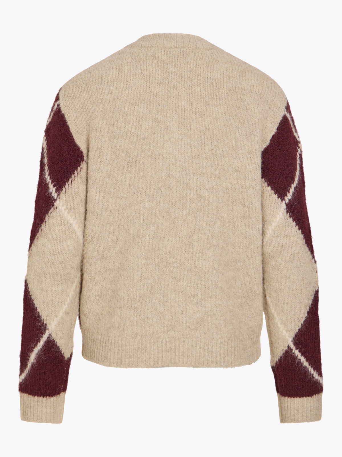 Vila Tolise V-neck Long Sleeve Check Knit Top Natural Melange PORT ROYALE/BIRCH