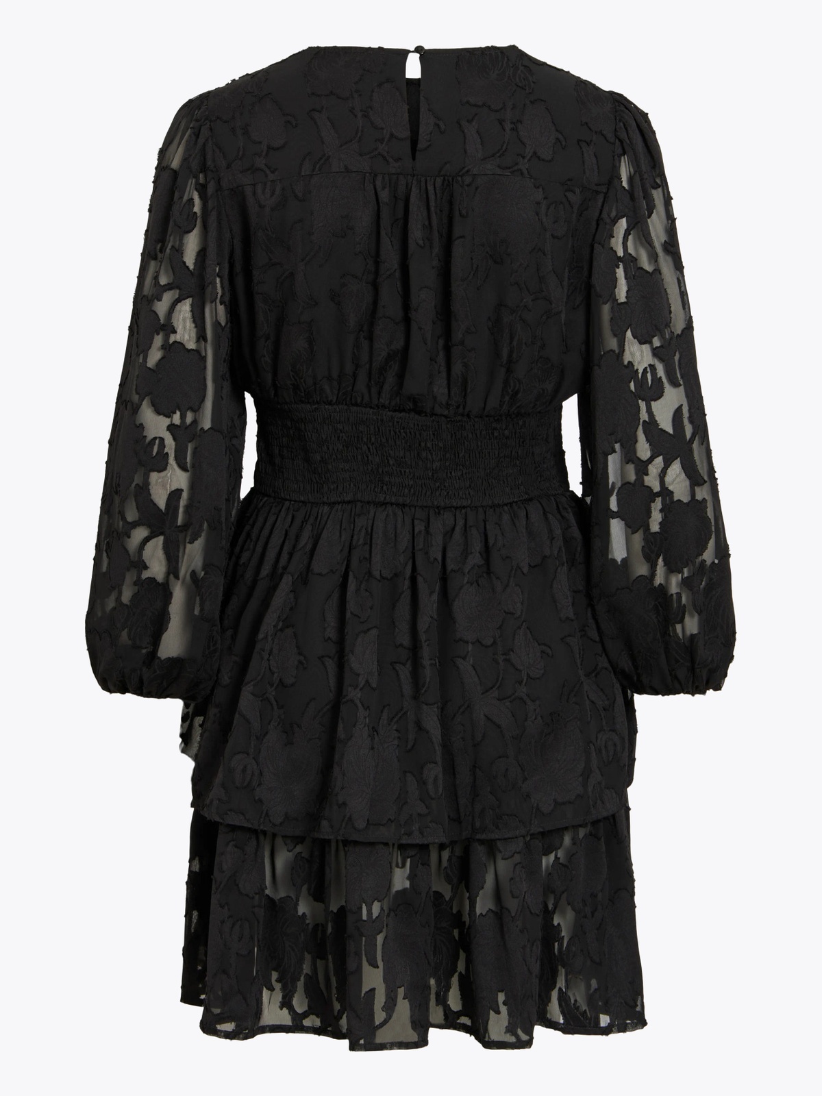 Vila Rinda Long Sleeve Short Dress Black Beauty DTM FLOWER