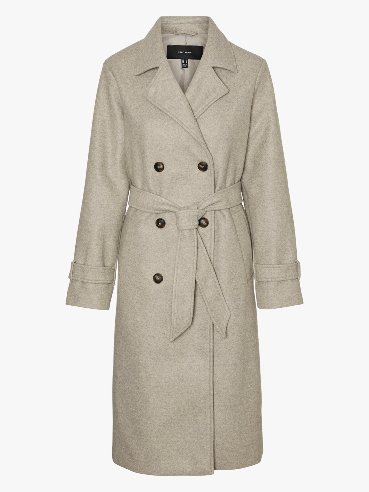 Vero Moda Fortune Vega Long Trenchcoat Silver Mink Melange