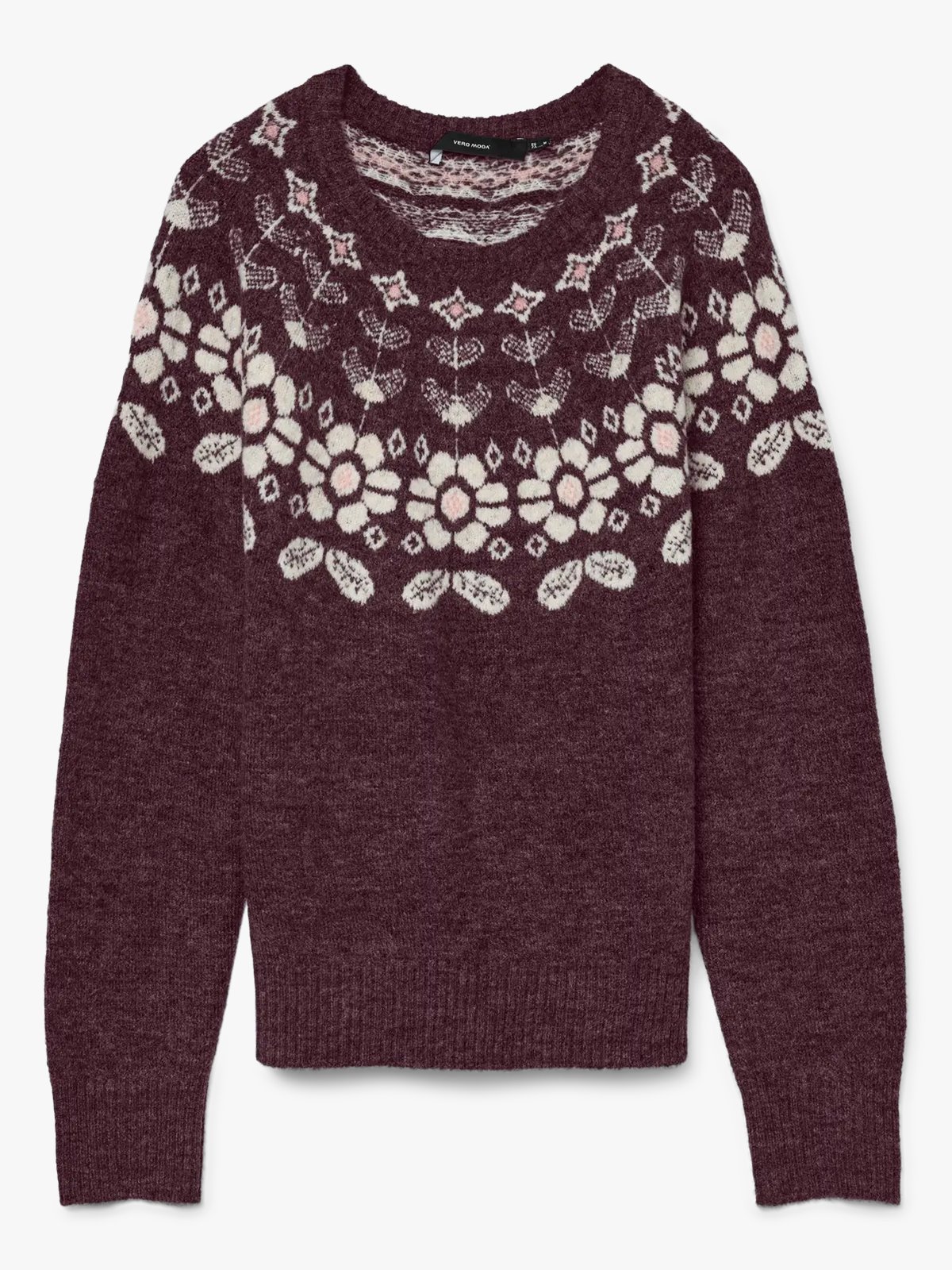 Vero Moda Simone Long Sleeve Nordic Pullover Winetasting W. Birch + Rose E/Flower