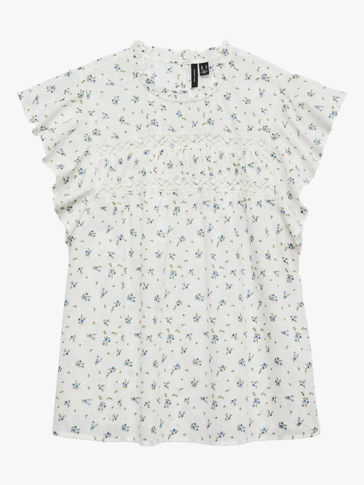 Vero Moda Trine Sleeveless Lace Top Snow White Maguerite Blue Jasper