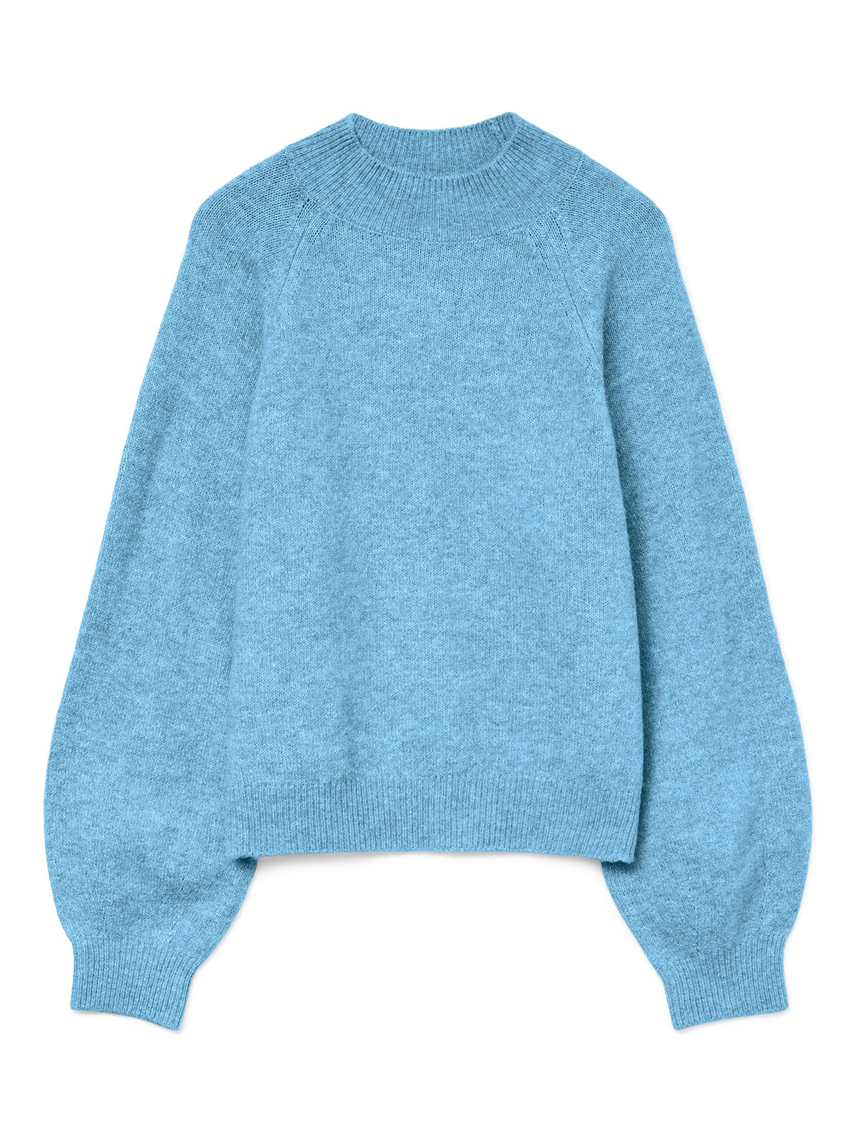 Vero Moda Leaf Long Sleeve High Neck Pullover Glacier Lake