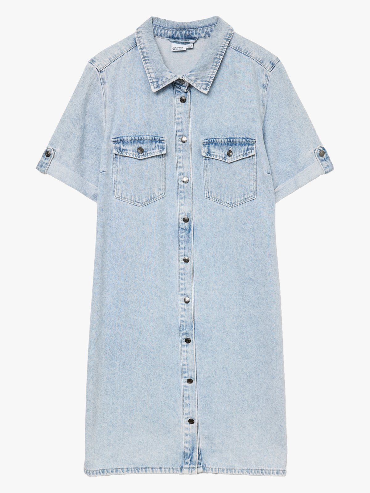 Vero Moda Jennie Short Sleeve Short Denim Dress Light Blue Denim