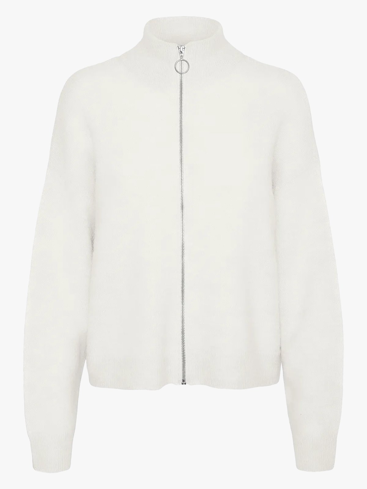 Vero Moda Palma Long Sleeve Highneck Zip Cardigan Snow White